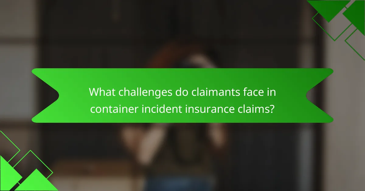 What challenges do claimants face in container incident insurance claims?